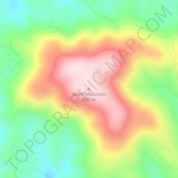 Carte topographique Short Mountain, altitude, relief