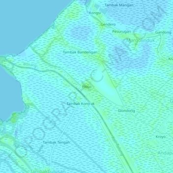 Carte topographique Ploso, altitude, relief