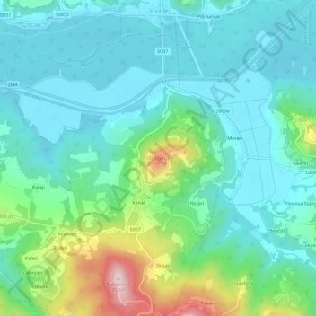 Carte topographique Motovun, altitude, relief