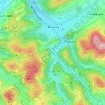 Carte topographique Frielinghausen, altitude, relief