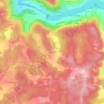 Carte topographique Beaugout, altitude, relief