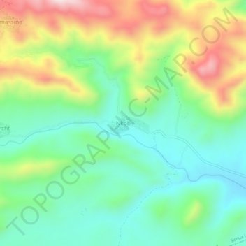 Carte topographique Nkob, altitude, relief