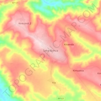 Carte topographique Seke-Banza, altitude, relief