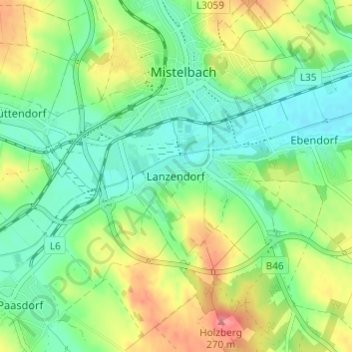 Carte topographique Lanzendorf, altitude, relief