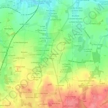 Carte topographique La Beuglais, altitude, relief