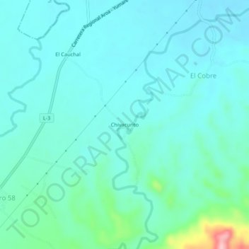 Carte topographique Chivacurito, altitude, relief