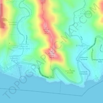Carte topographique Cerro El Zonte, altitude, relief