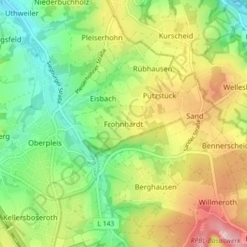 Carte topographique Frohnhardt, altitude, relief