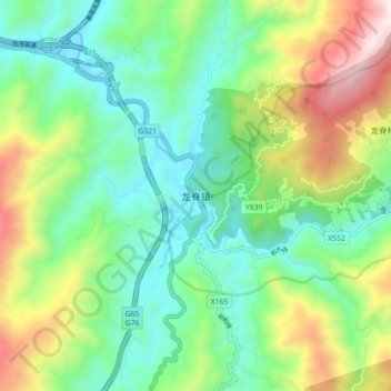 Carte topographique Longji, altitude, relief