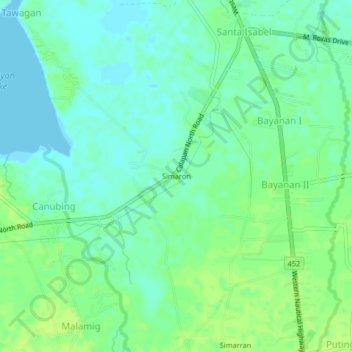 Carte topographique Simaron, altitude, relief