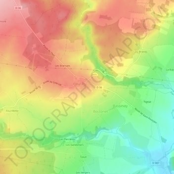 Carte topographique Le Corgenay, altitude, relief