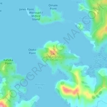 Carte topographique Matangirau, altitude, relief