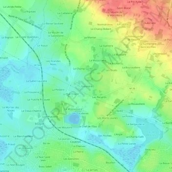Carte topographique L'Erdurière, altitude, relief