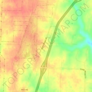 Carte topographique KNLJ-TV (Jefferson City), altitude, relief