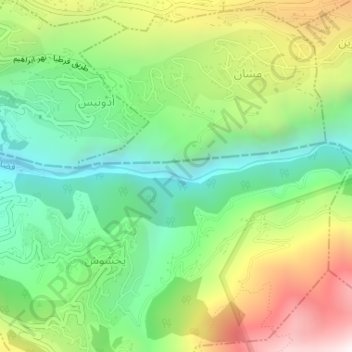 Carte topographique Yahshoush Waterflall 3, altitude, relief