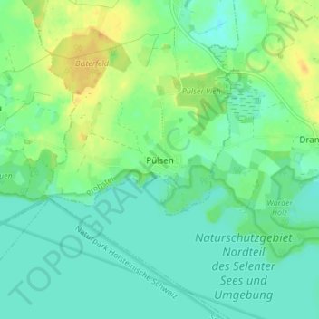 Carte topographique Pülsen, altitude, relief