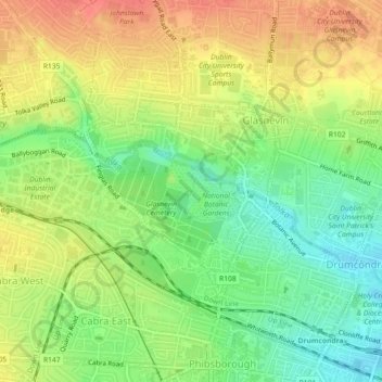Carte topographique Yew, altitude, relief