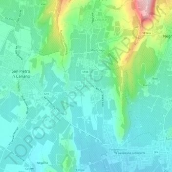Carte topographique San Floriano, altitude, relief