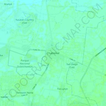 Carte topographique Chablekal, altitude, relief