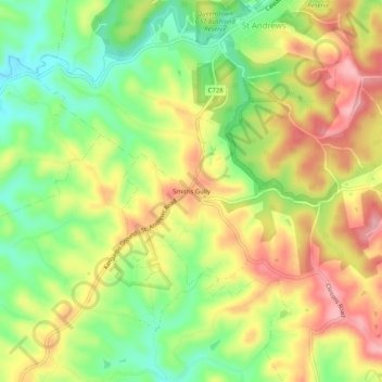 Carte topographique Smiths Gully, altitude, relief