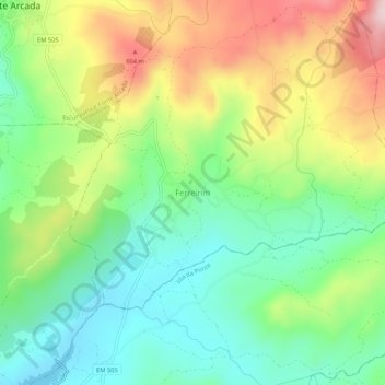 Carte topographique Ferreirim, altitude, relief
