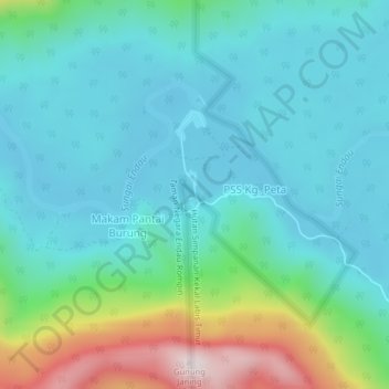 Carte topographique Sempadan, altitude, relief