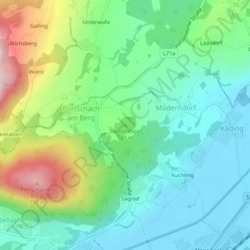Carte topographique Steinerkogel, altitude, relief
