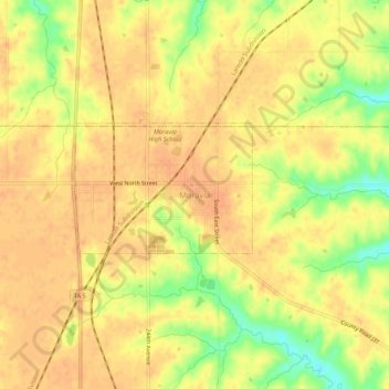 Carte topographique Moravia, altitude, relief