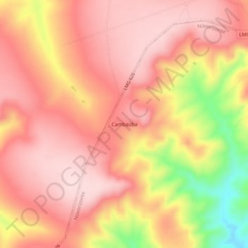 Carte topographique Cambaúba, altitude, relief