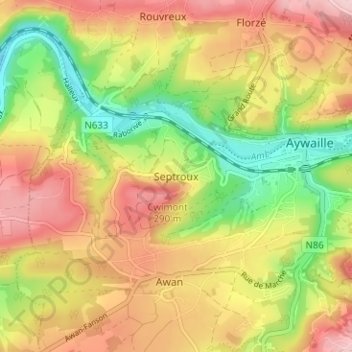 Carte topographique Septroux, altitude, relief