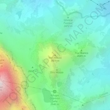 Carte topographique Viso Mozzo, altitude, relief