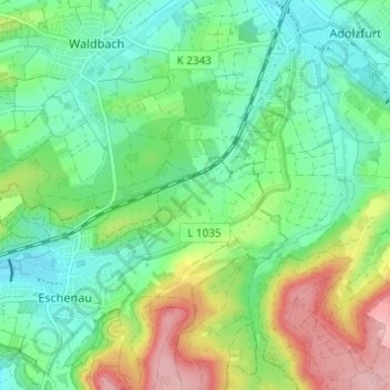 Carte topographique Wieslensdorf, altitude, relief