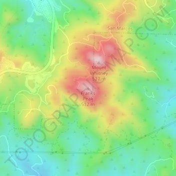 Carte topographique Franks Peak, altitude, relief
