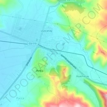 Carte topographique Izcuchaca, altitude, relief
