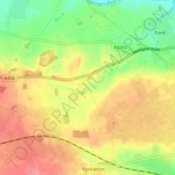 Carte topographique Cardeston, altitude, relief