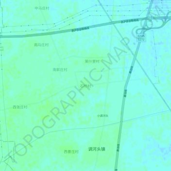 Carte topographique Shiqiaocun, altitude, relief