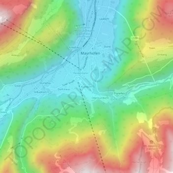 Carte topographique Kumbichl, altitude, relief