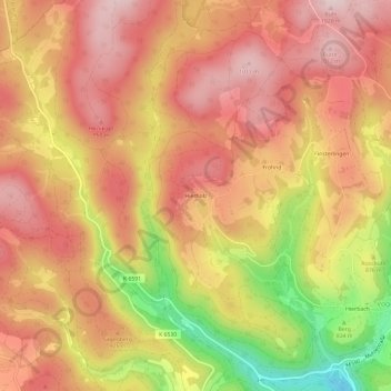Carte topographique Hierholz, altitude, relief