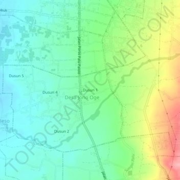 Carte topographique Dusun 1, altitude, relief