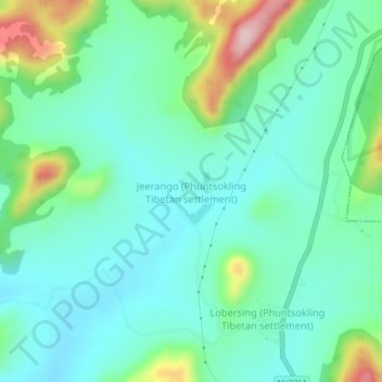 Carte topographique jeerango, altitude, relief