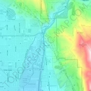 Carte topographique Caryhurst, altitude, relief