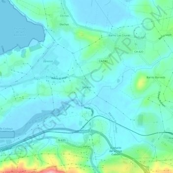 Carte topographique Gajano, altitude, relief