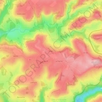 Carte topographique Farges, altitude, relief