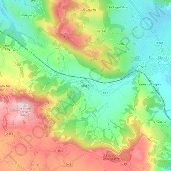 Carte topographique Glassac, altitude, relief