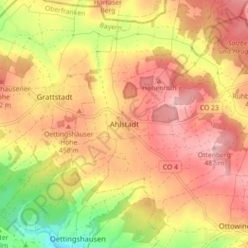 Carte topographique Ahlstadt, altitude, relief