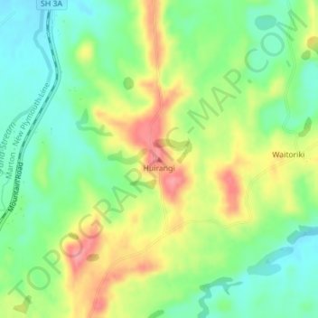 Carte topographique Huirangi, altitude, relief