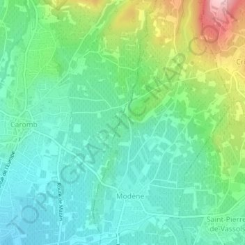 Carte topographique Fabregue, altitude, relief