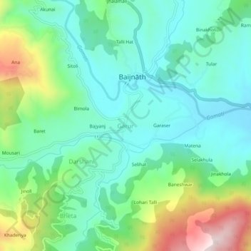 Carte topographique Garur, altitude, relief