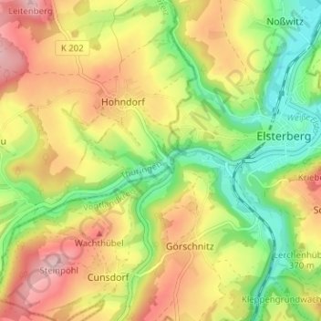 Carte topographique Landesgrenze, altitude, relief