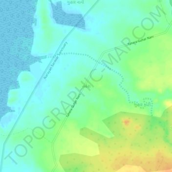 Carte topographique Tahera, altitude, relief